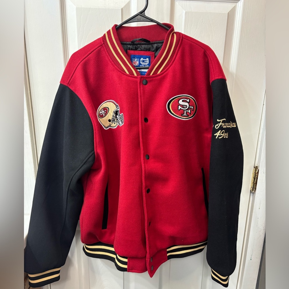 Ultra Game NFL Team Apparel San Francisco 49ers Varsity Wool Jacket Men's